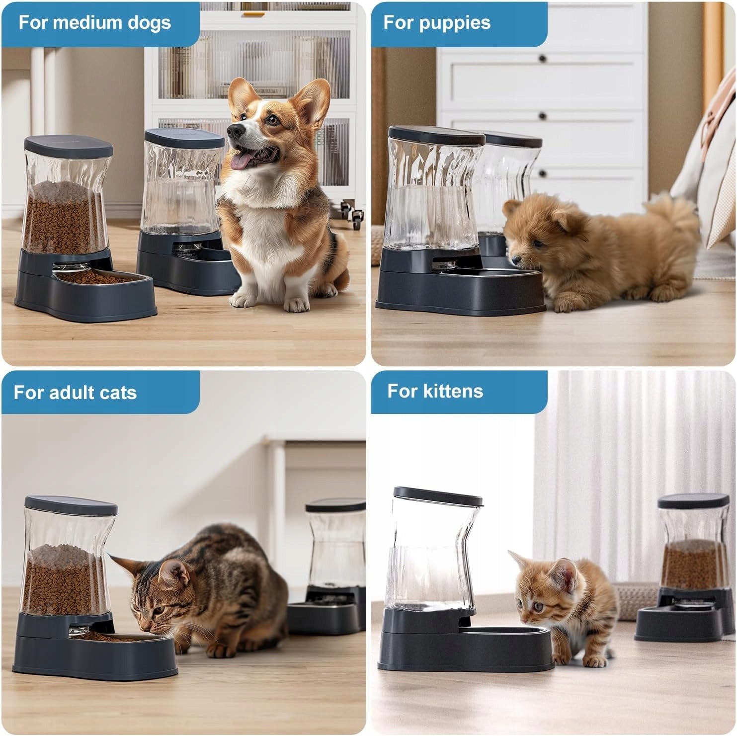 Set of automatic feeders Food and water for cat dog 3,8l x 2pcs Brand no brand