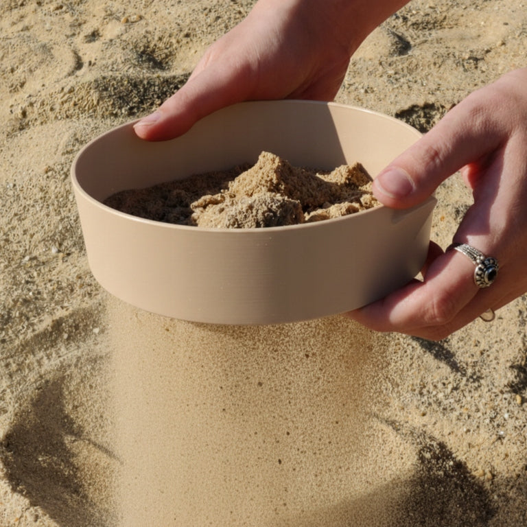 Set of beige strainers for sifting sand on the beach for children Brand no brand