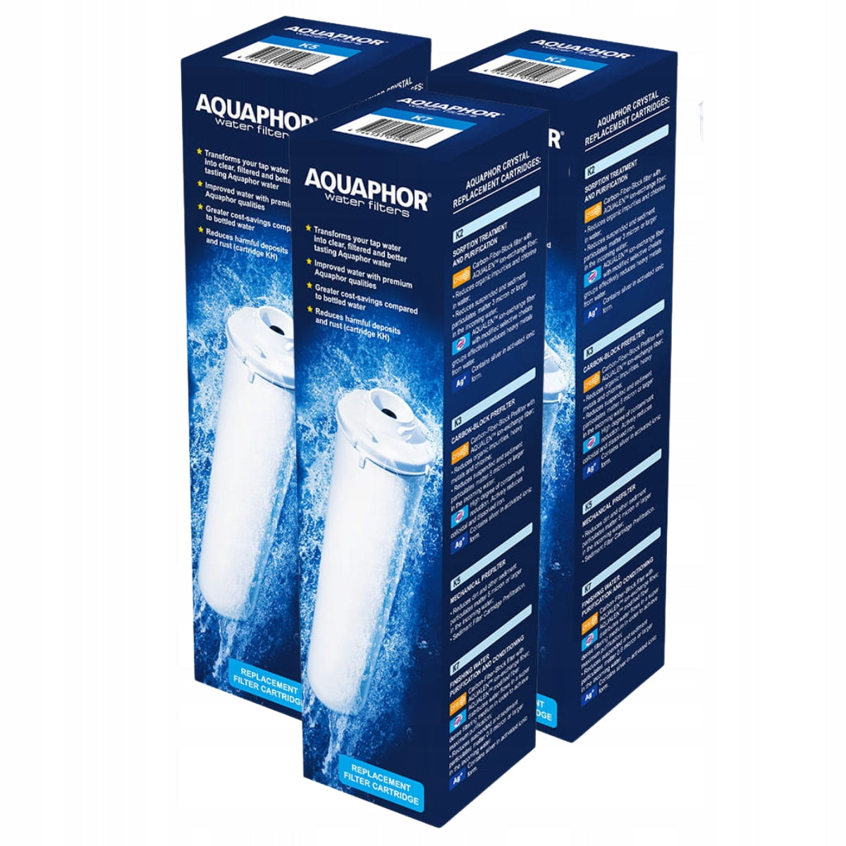 Set of cartridges AQUAPHOR K5 K2 K7 for water filter Crystal A set of 3 Packaging status original