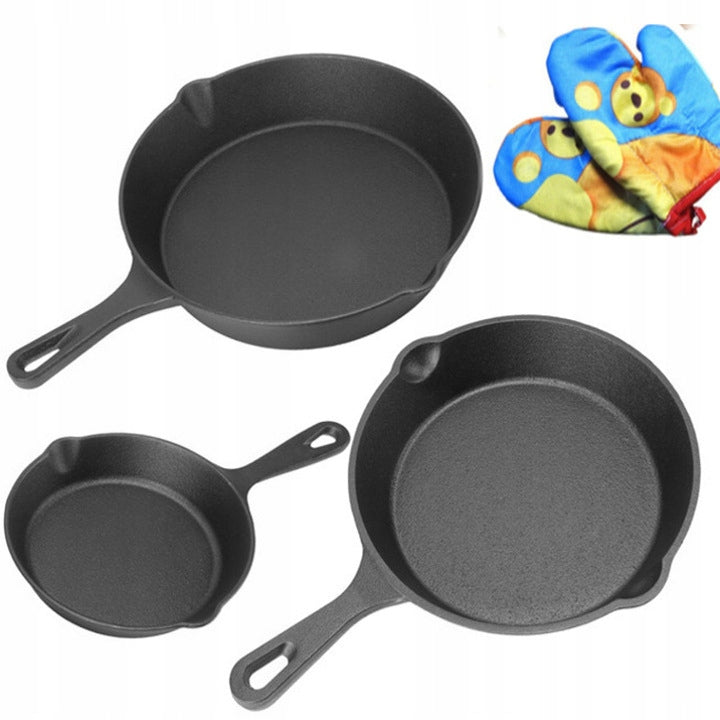 Set of cast iron pans Cast iron pans HEAVY 3 pcs.