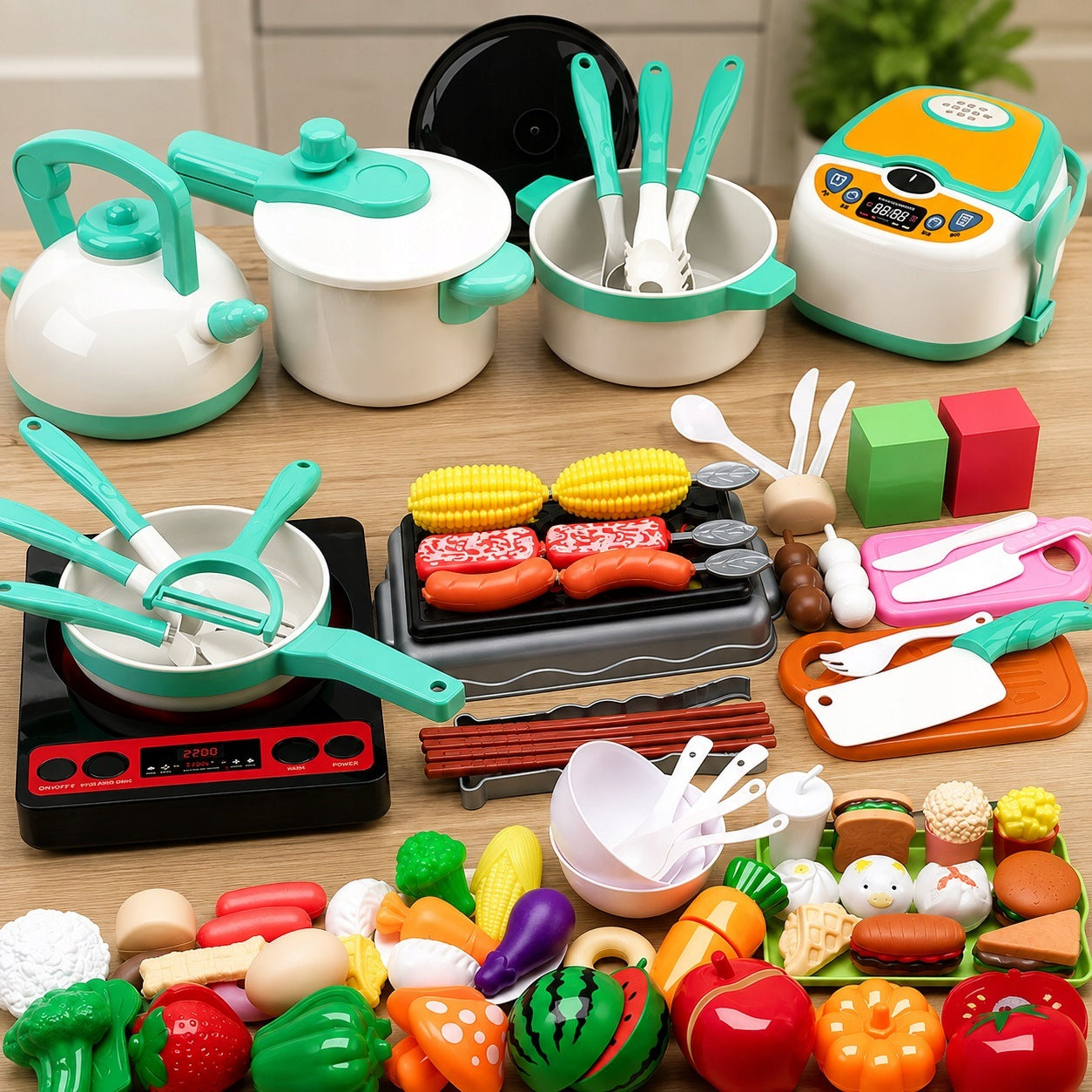 Set of children's kitchen accessories 90el induction GREEN (W086) Manufacturer code W086 zielony