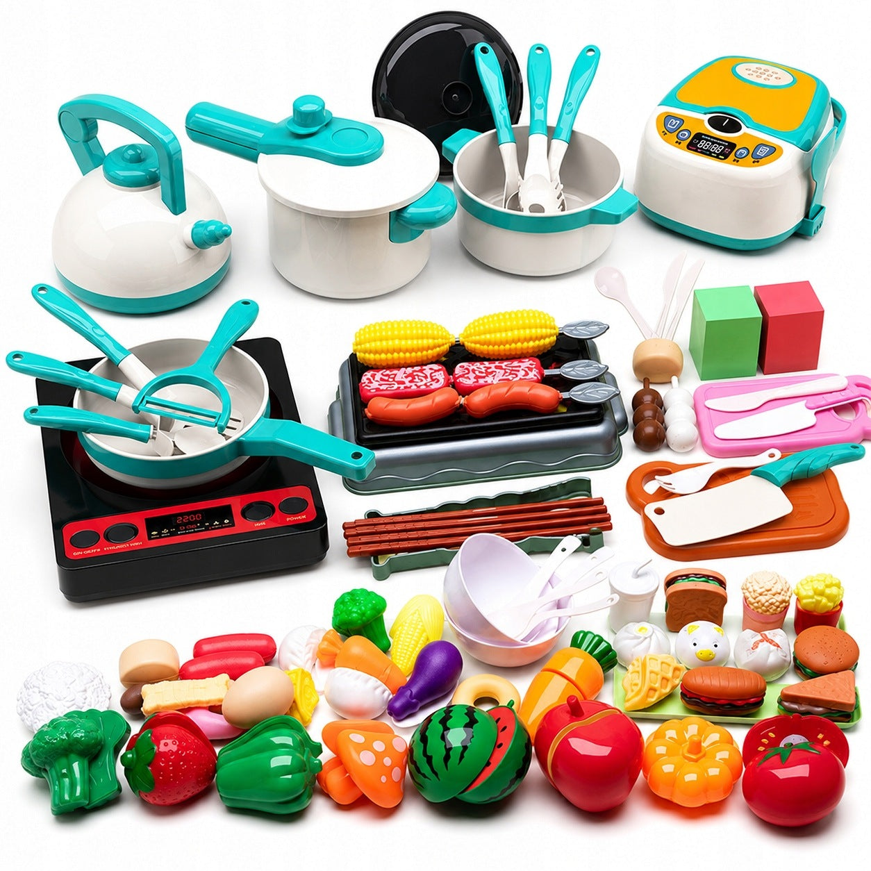 Set of children's kitchen accessories 90el induction GREEN (W086)