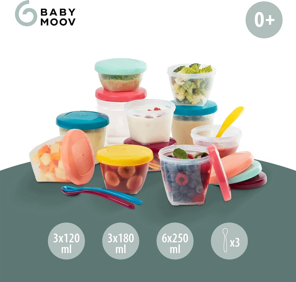 Set of containers and spoons for Babymoov Nutribaby One 4in1 Packaging status original