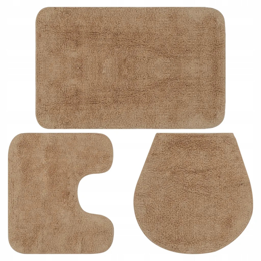 Set of cotton bathroom mats 50x78/50x50/44x50 beige