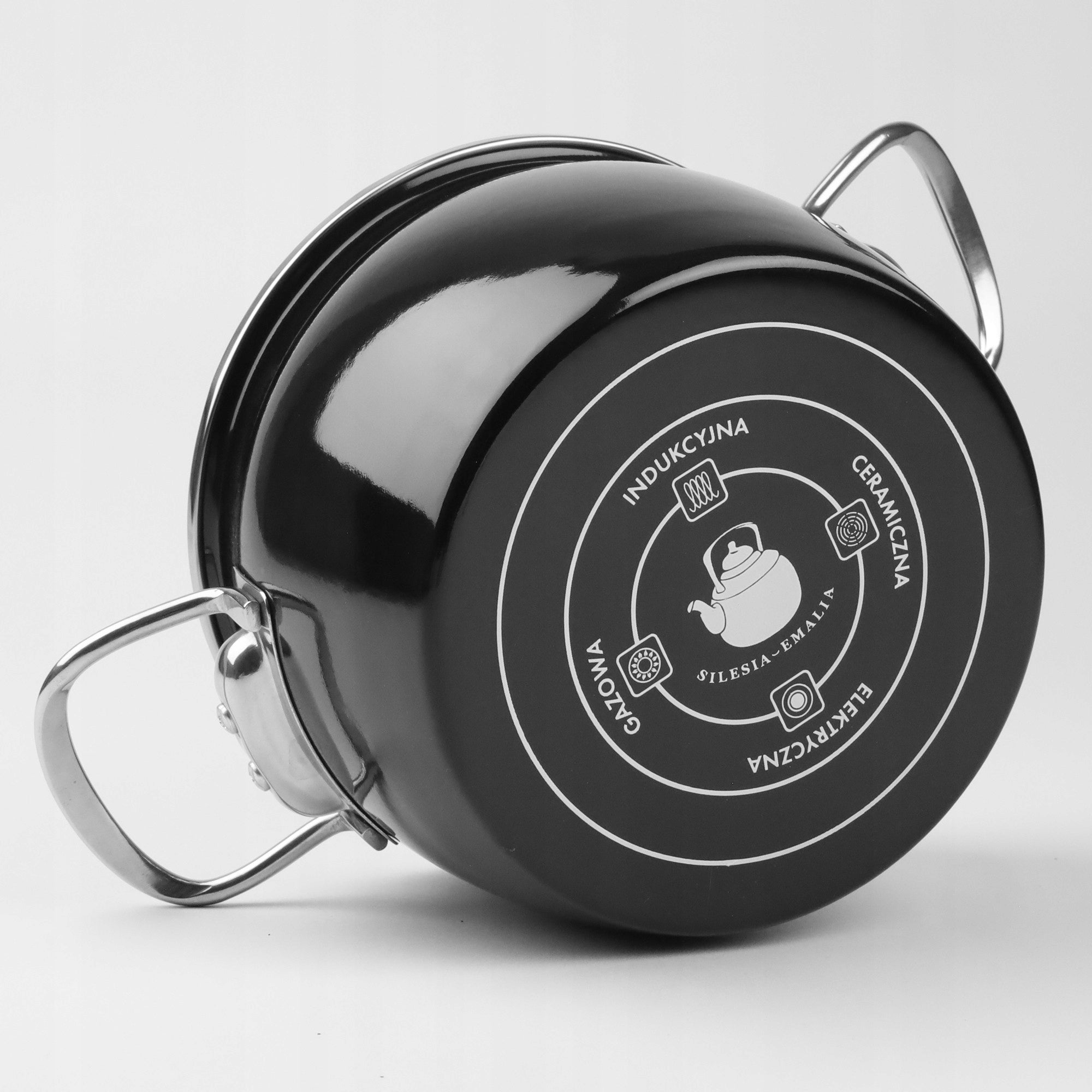 Set of enamel pots 2,3L 3L 4L 5L black INDUCTION GAS MARYNA Line Maryna