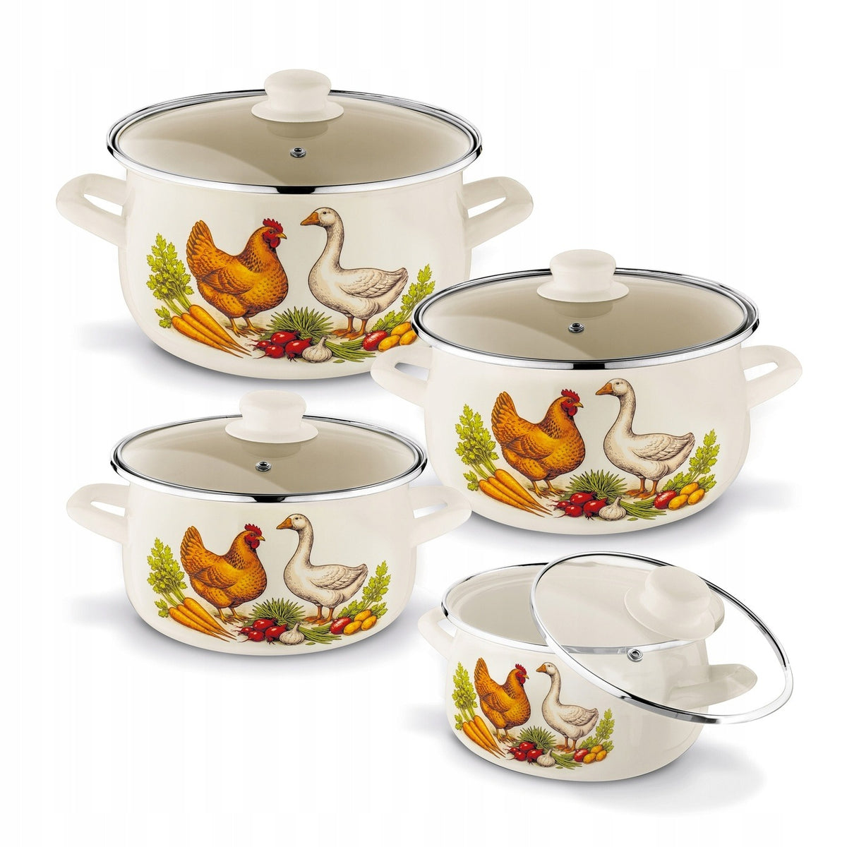 Set of enamel pots INDUCTION GAS Tadar Farmhouse taste 22/20/18/16cm