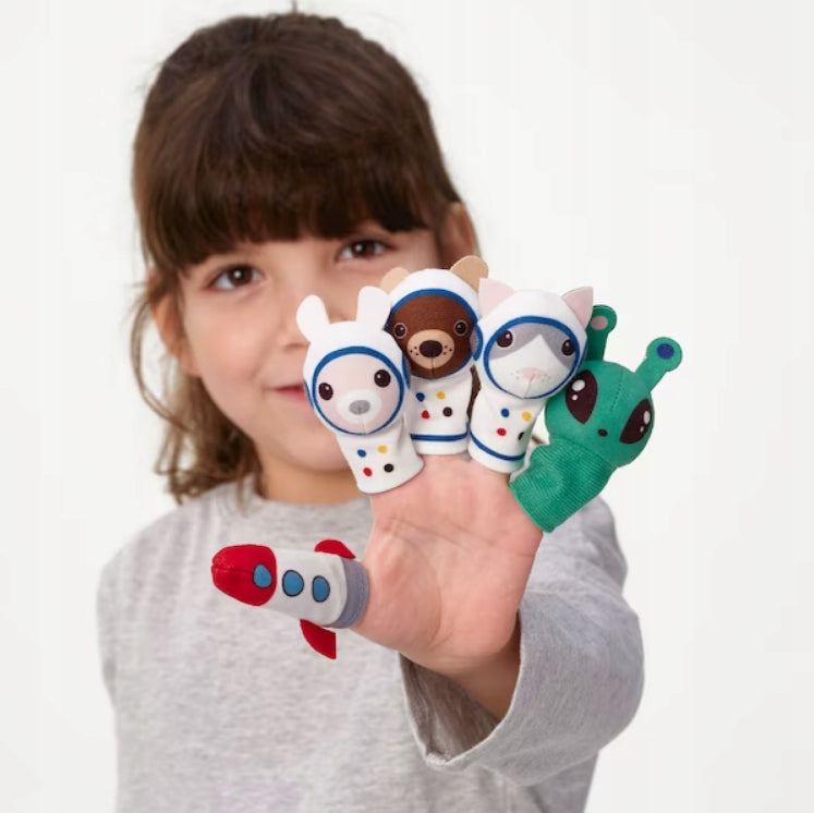 Set of finger puppets space AFTONSPARV ufoludek astronaut rocket 5 pcs