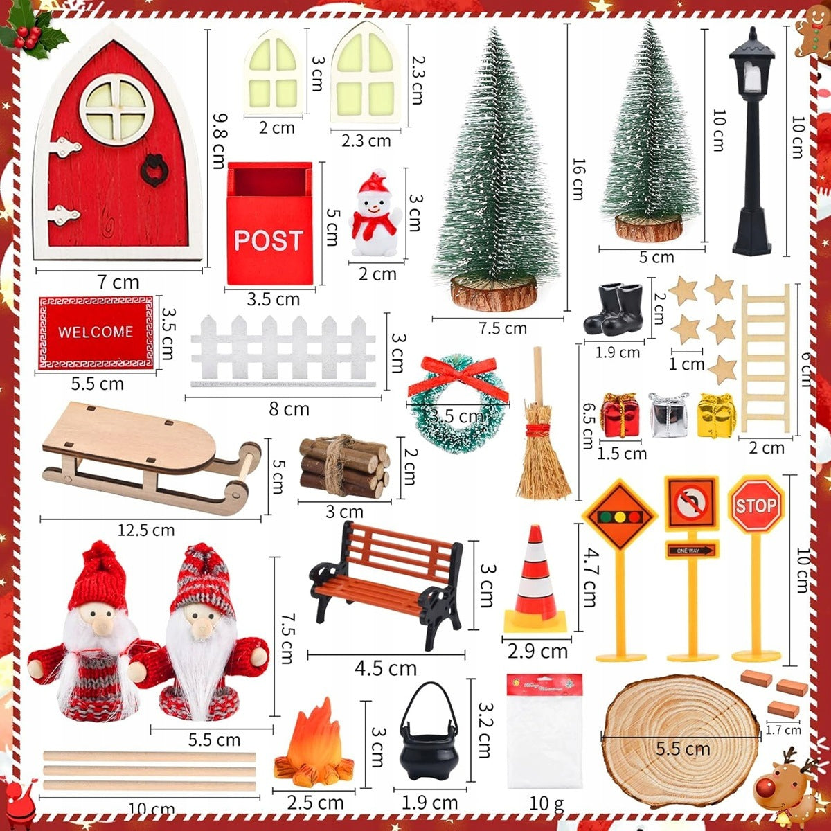 Set of gadgets for Elf 54 el. XXL Christmas DIY Kit Product height 5 cm