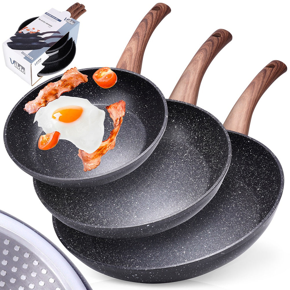 Set of granite pans BLACK&WOOD 3 pcs. 20 / 24 / 28 cm