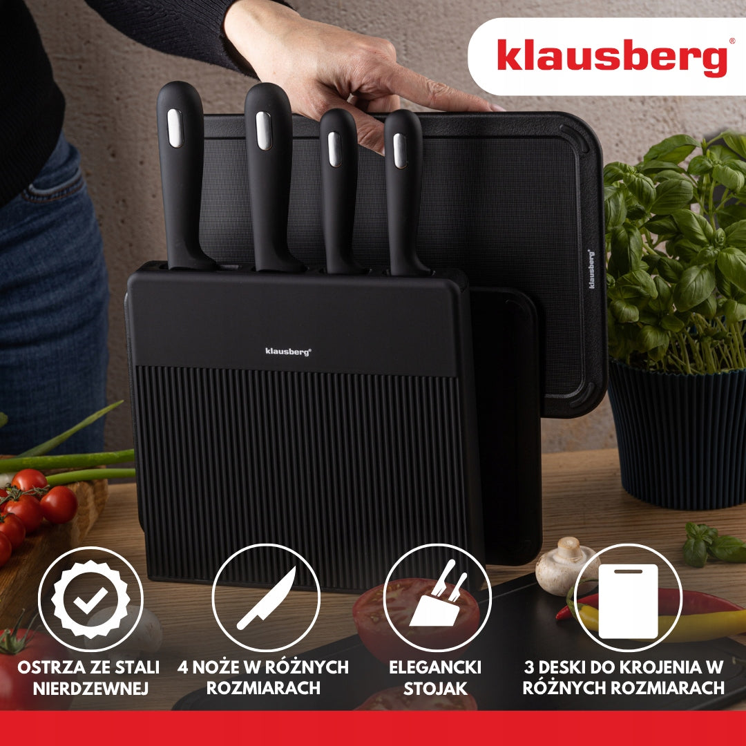 Set of knives and boards 8 el. 4 knives + 3 boards + stand KLAUSBERG KB-7980 Manufacturer code KB-7980