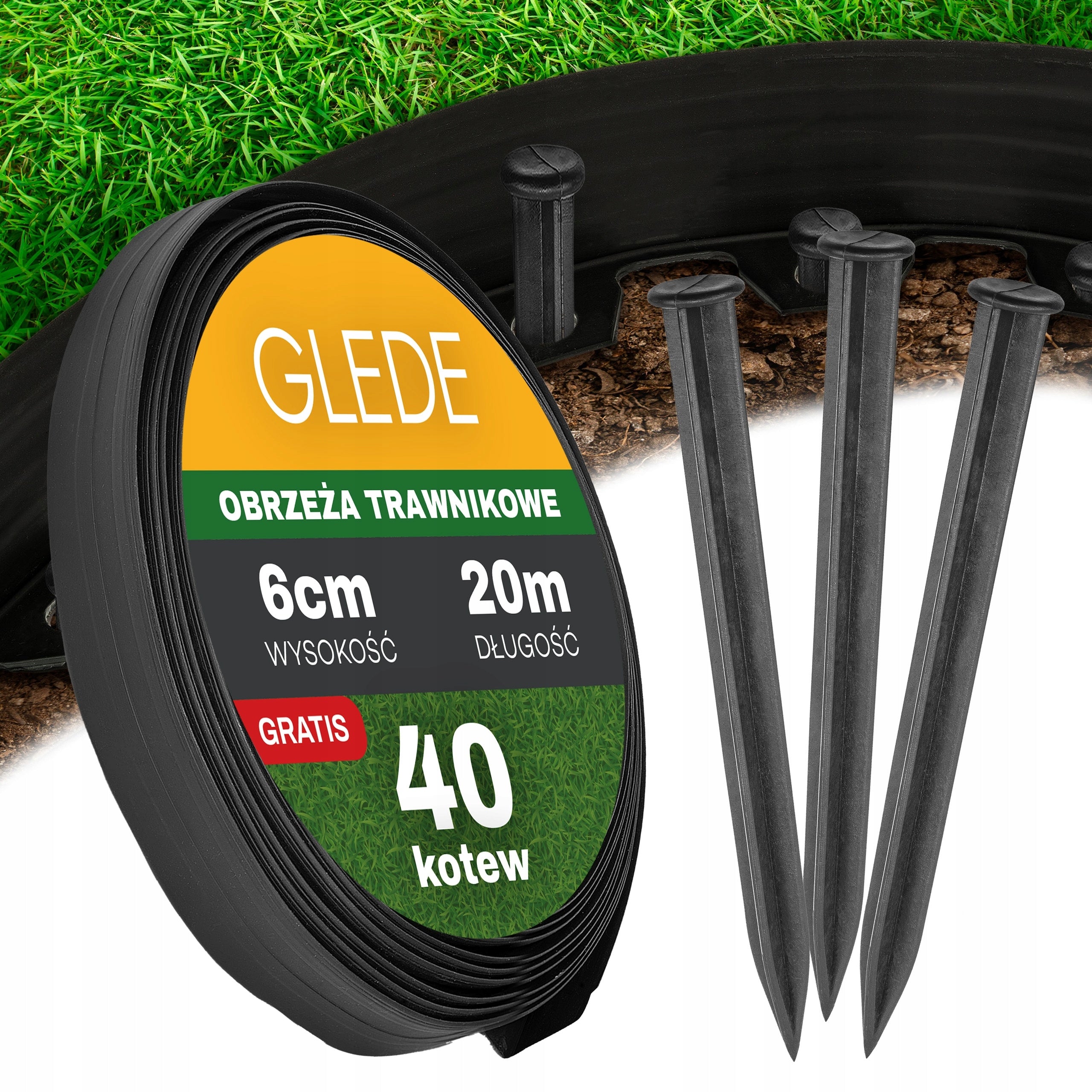 Set of lawn edging BORDER ANCHORS 20m 6cm