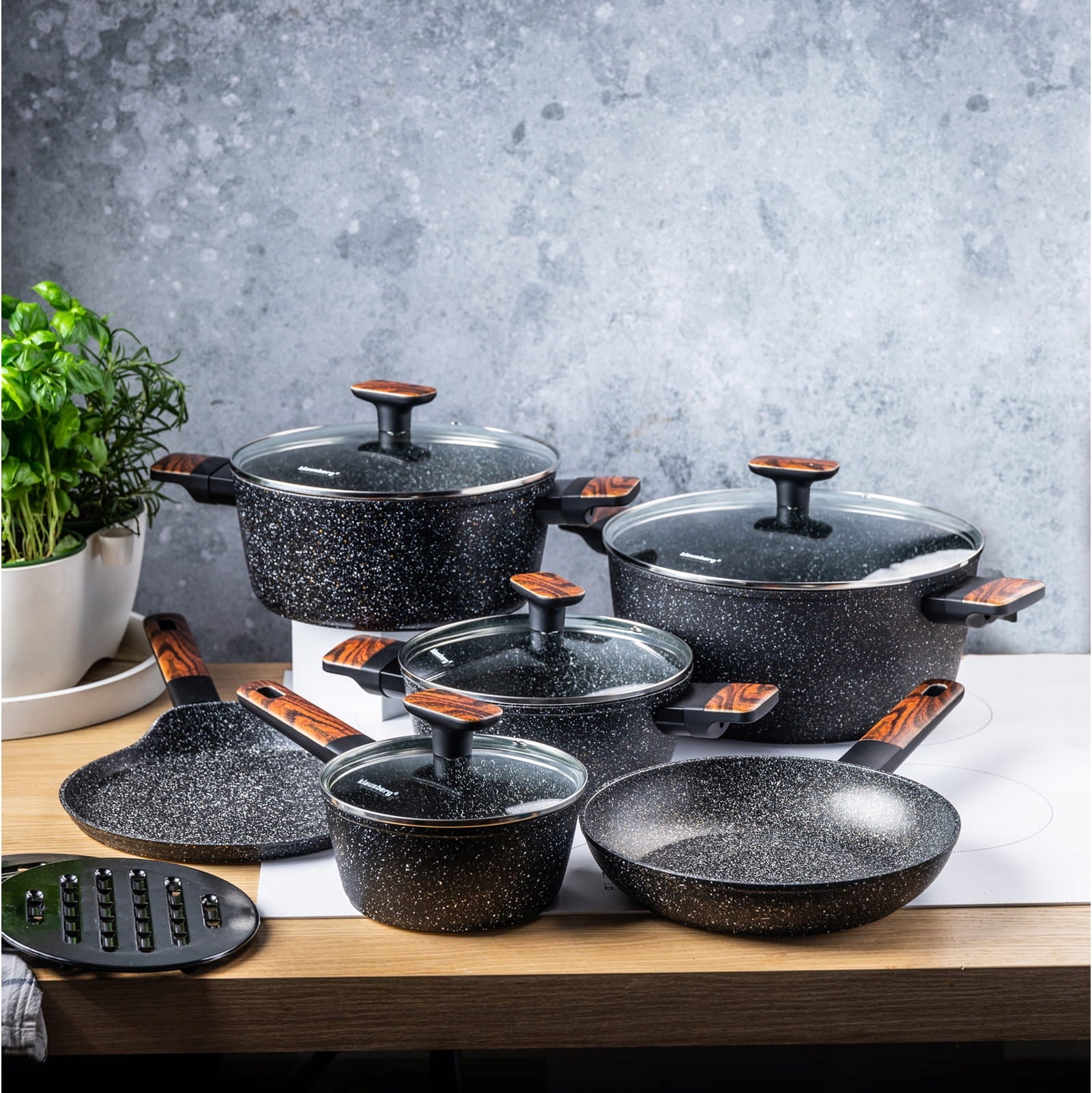 Set of marbled pots with non-stick coating 12-ele Induction GAS EAN (GTIN) 5908287278318