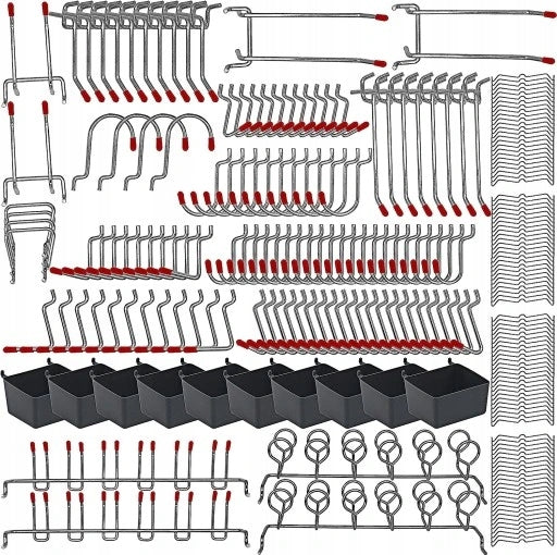 Set of metal hooks (228 pcs) for perforated tool board