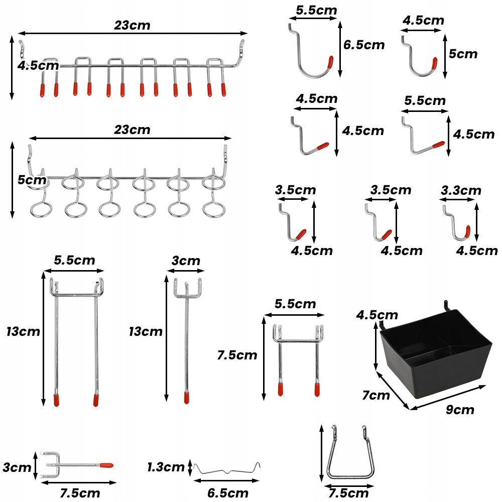 Set of metal hooks for pegboard board 122pcs