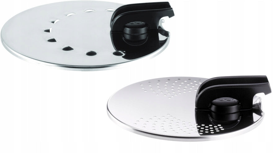 Set of metal lids for frying and straining