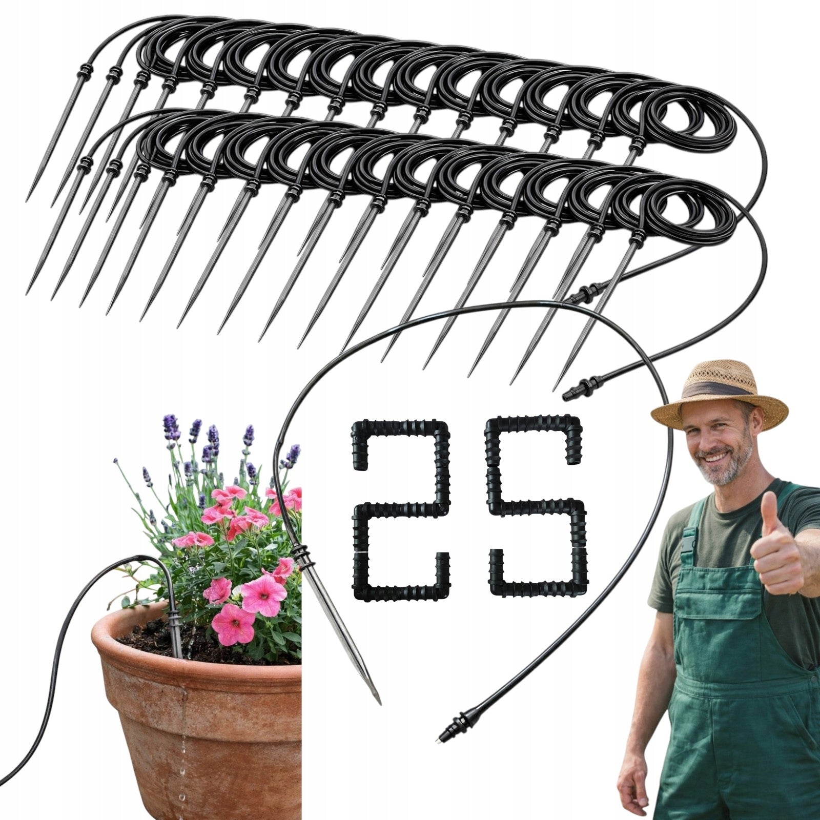 Set of micro-irrigation Drip Hose 70 cm Emitter Inserts 25 pieces