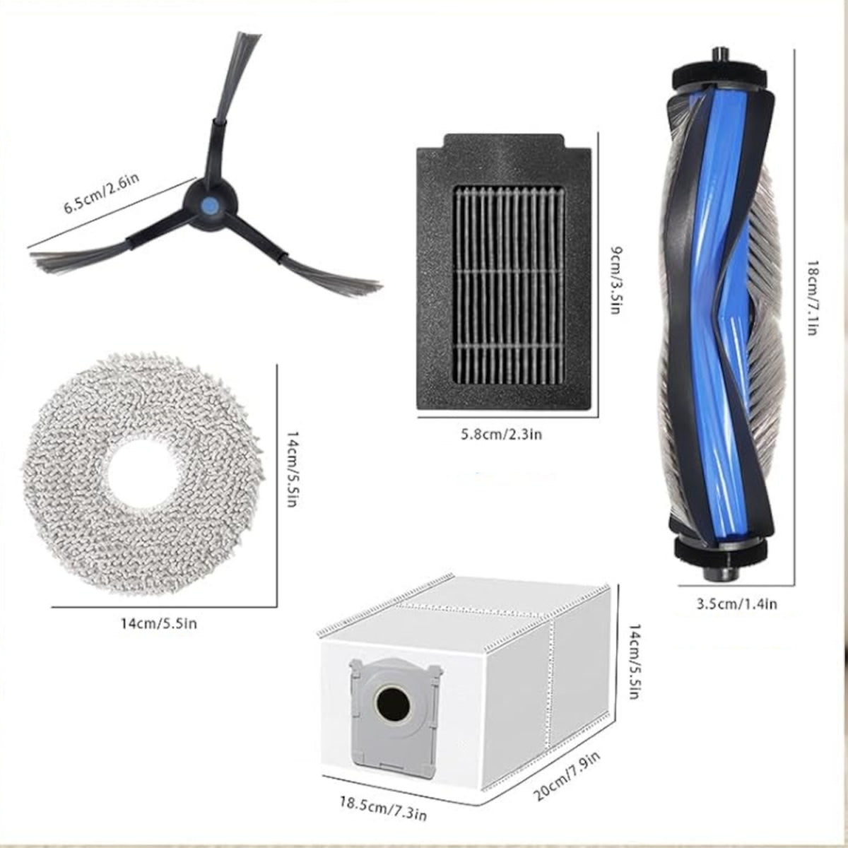 Set of mops filters side brush bags for DEEBOT ECOVACS T50 MAX PRO OMNI Manufacturer code AROB000197