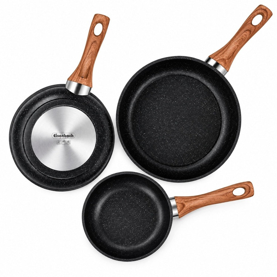 Set of pans Eisenbach 3-piece black non-stick - 20/24/28 cm Manufacturer code HL-3FP202428TB