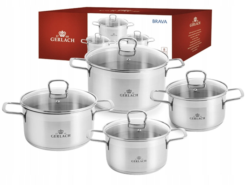 Set of pots + Lids stainless steel 8 el. INDUCTION PREMIUM