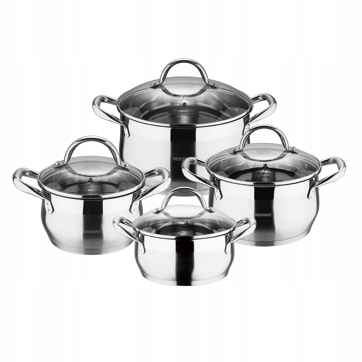 Set of pots gourmet 18/10 stainless steel 8 el Packaging status original