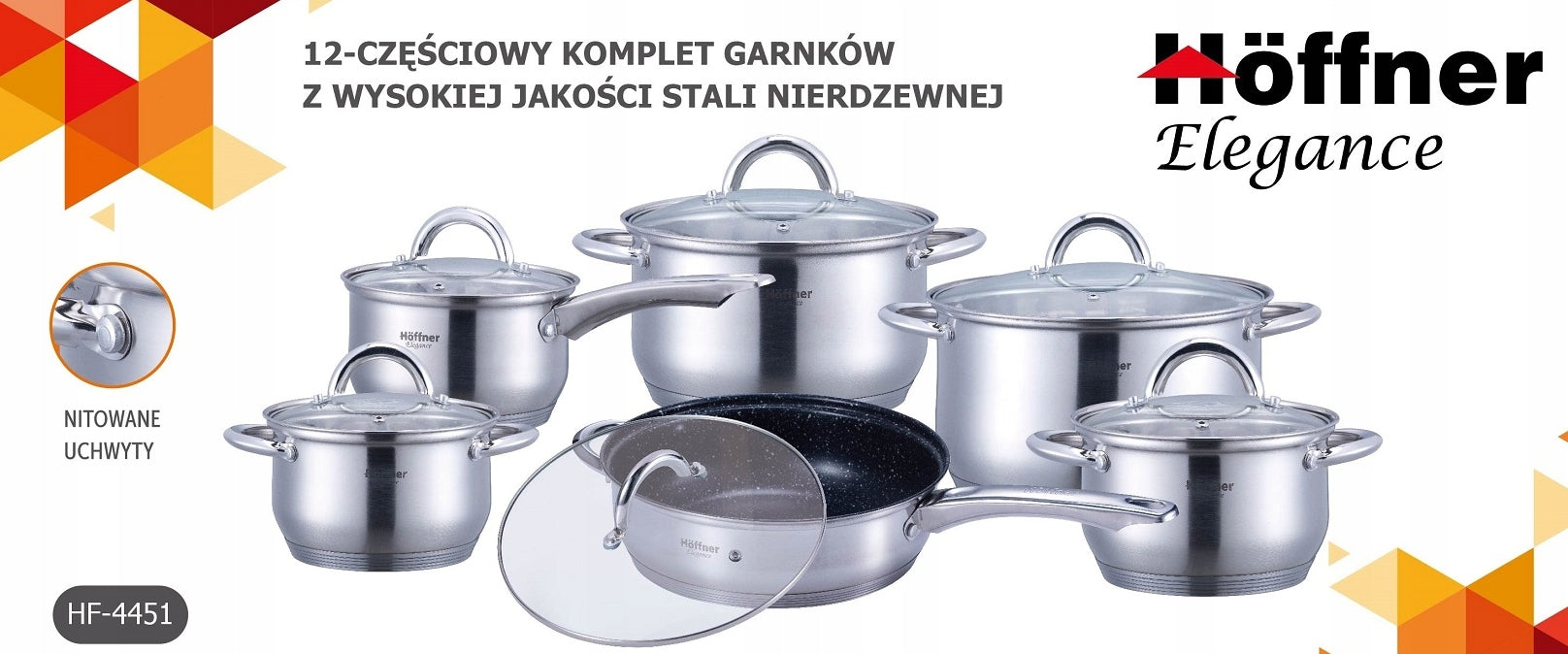 Set of pots hoffner stainless steel 12 el. 4450 Manufacturer code HF-4450
