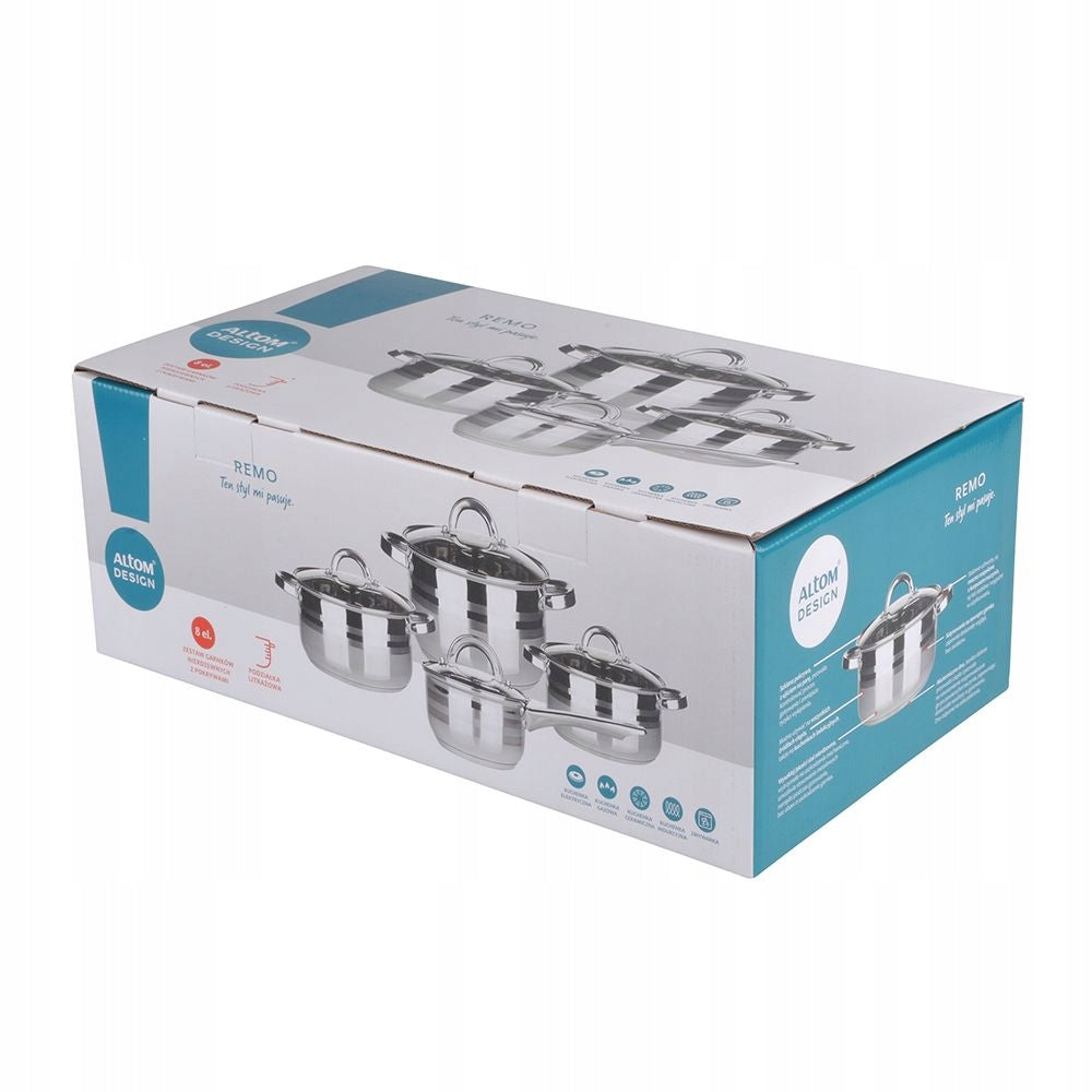Set of pots stainless steel Altom Design Remo 8 el. induction gas SOLID Number of items in the set 8