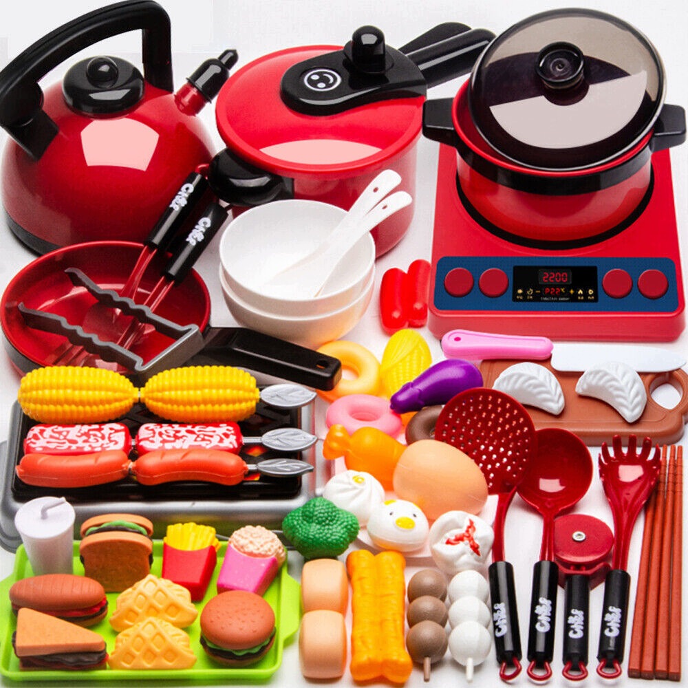 Set of pots with accessories red 61 elements