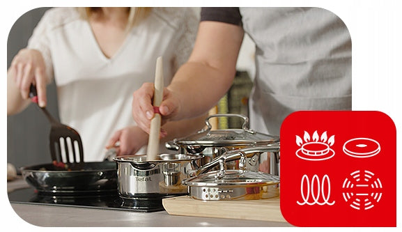 Set of pots with lid TEFAL Duetto+ 20/22cm induction 2.9l 6,1l 4el Material stainless steel