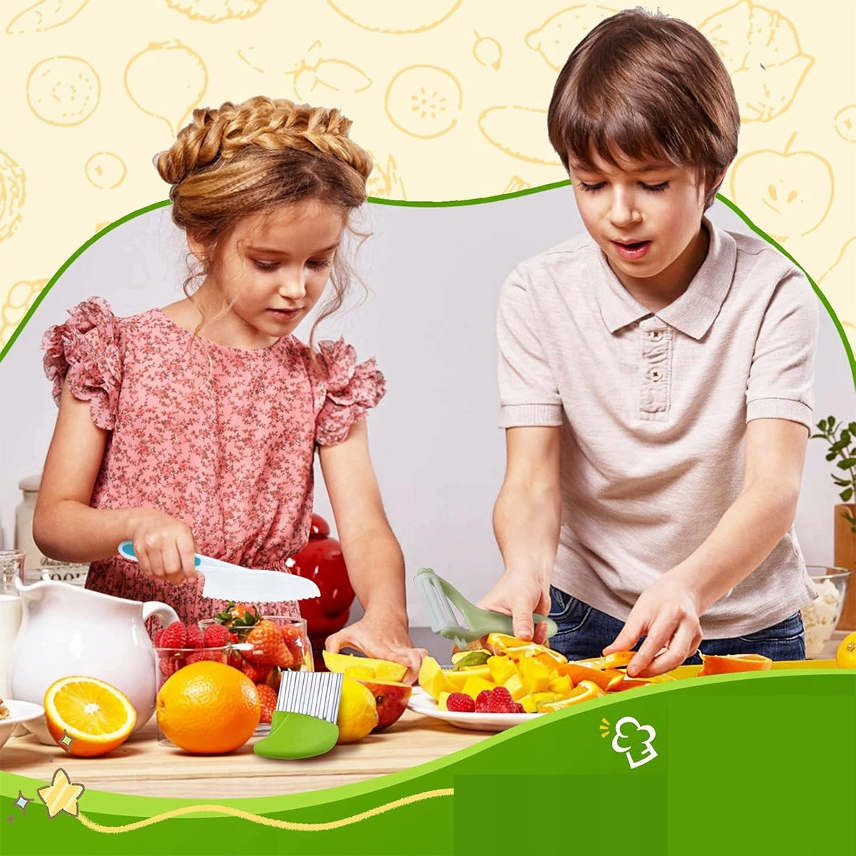 Set of safe kitchen knives for children 17 elements Kid's age 2+ years