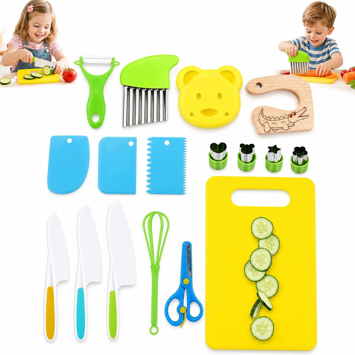 Set of safe kitchen knives for children 17 elements