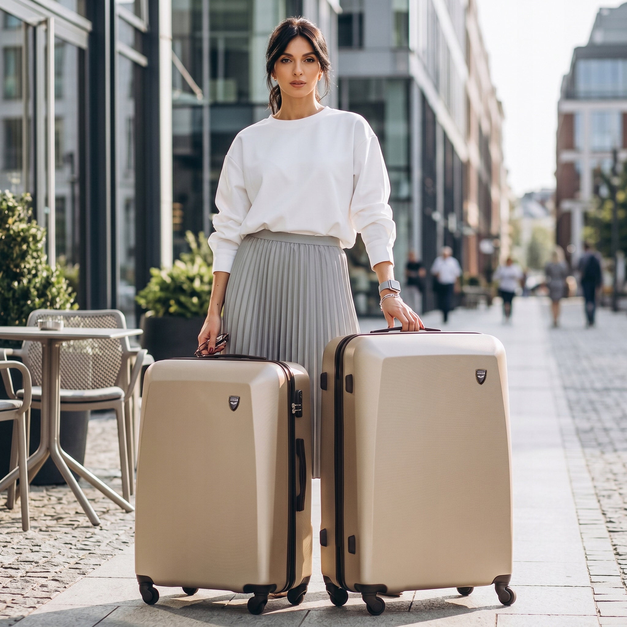 Set of suitcases WINGS ABS+ capacious checked cabin luggage medium large Packaging status original