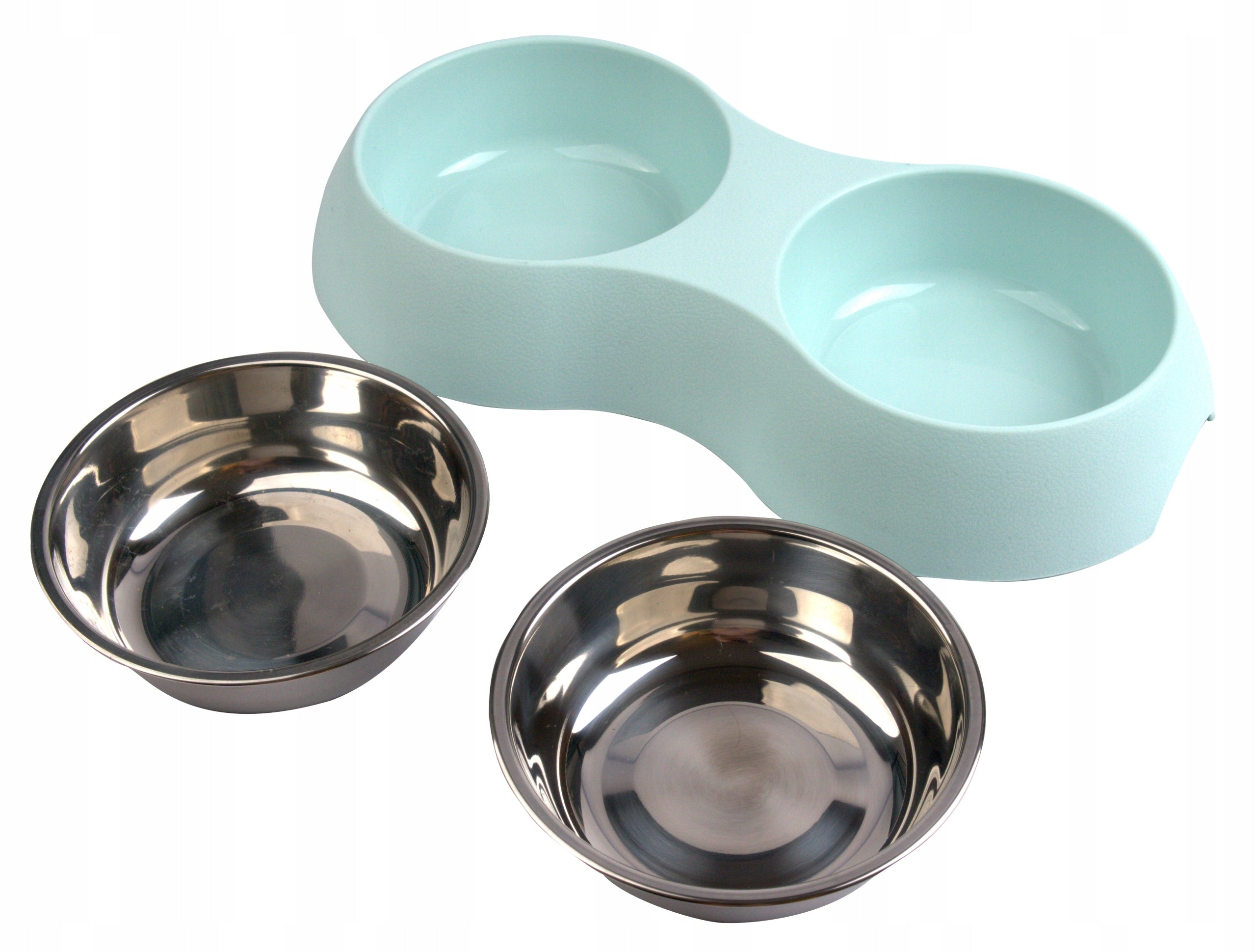 Set of two bowls metal plastic dog stand 0,7 l