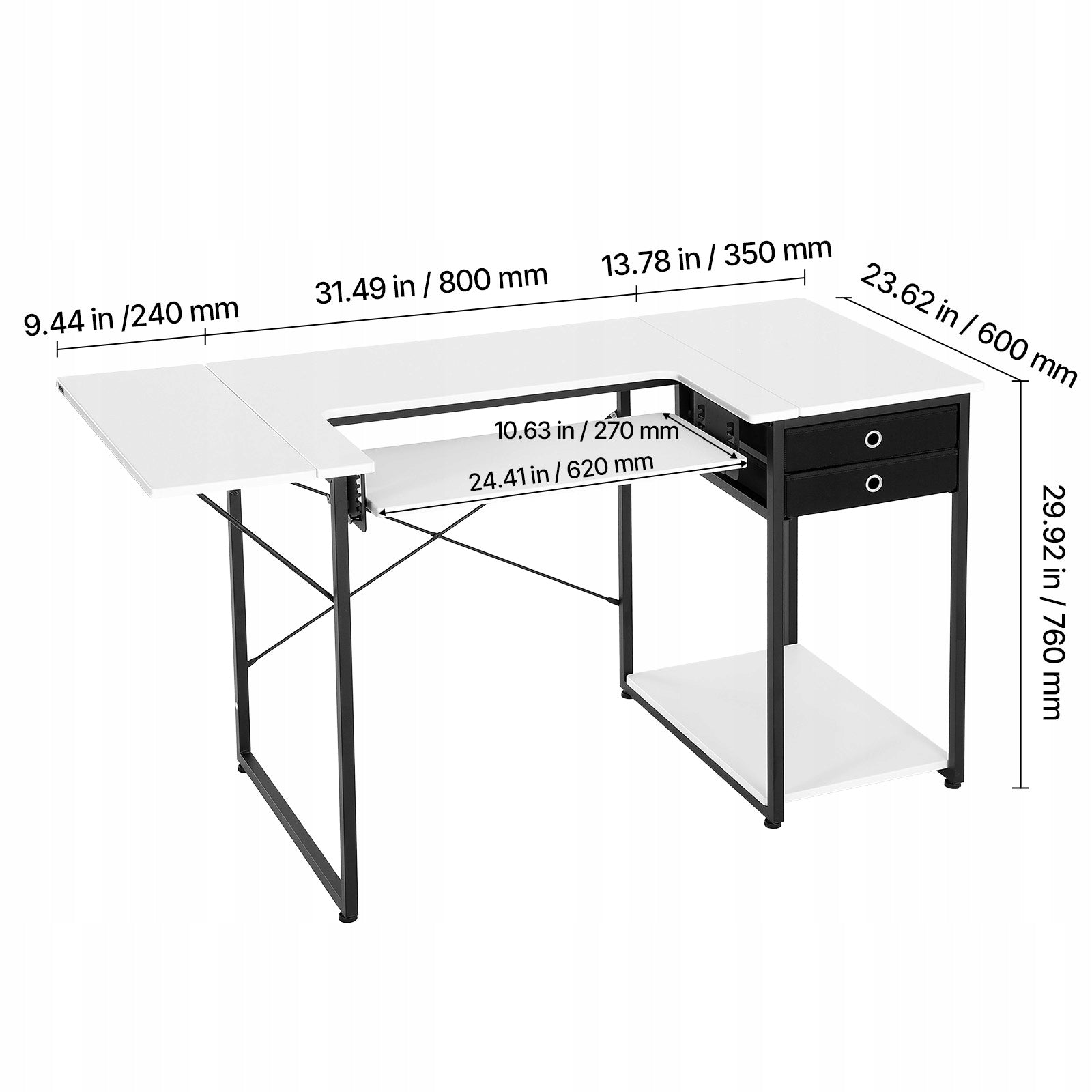 Sewing Table Height Adjustable With Fabric Drawer And Folding Top EAN (GTIN) 197988715740
