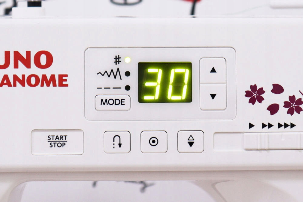 Sewing machine JUNO BY JANOME E1030 Sewing features stitching repairing sewing of elastic fabrics embroidery edge finishing quilting applique sewing decorative sewing sewing zips hole edging backstitching rubber sewing hemming