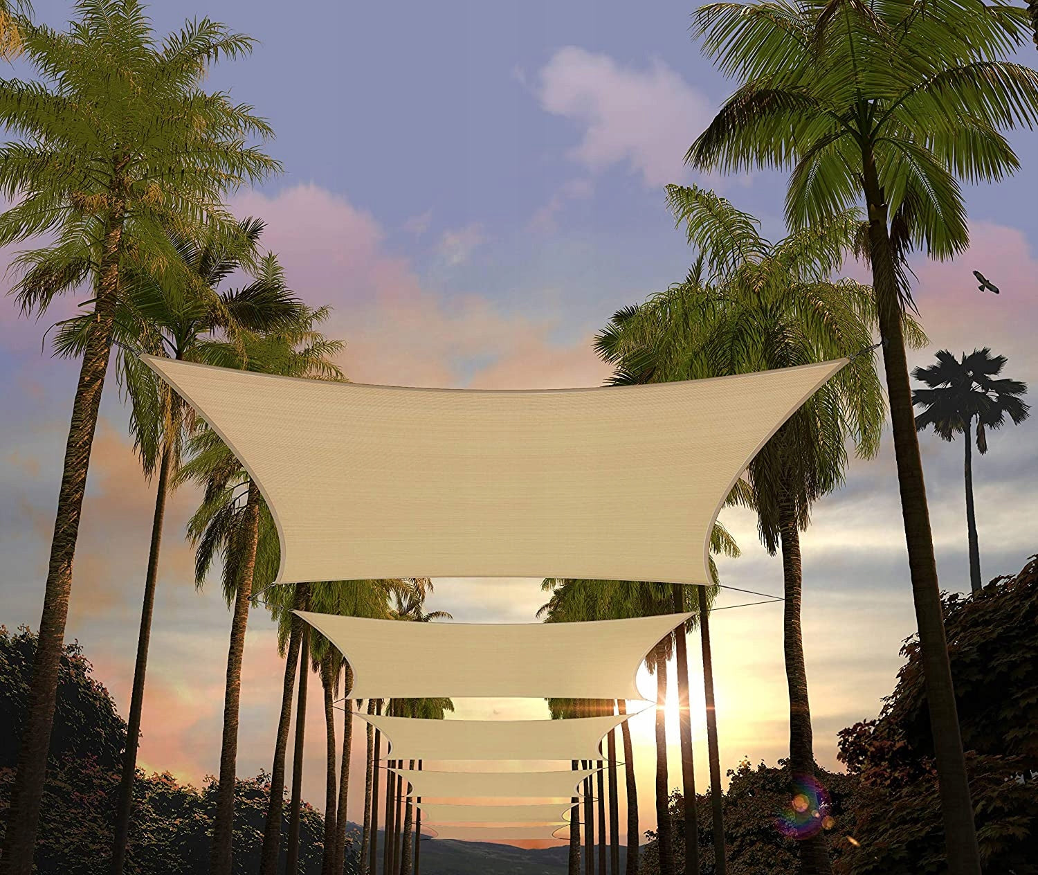 Shading sail waterproof sun rectangle beige 3m x 3m Length 300 cm