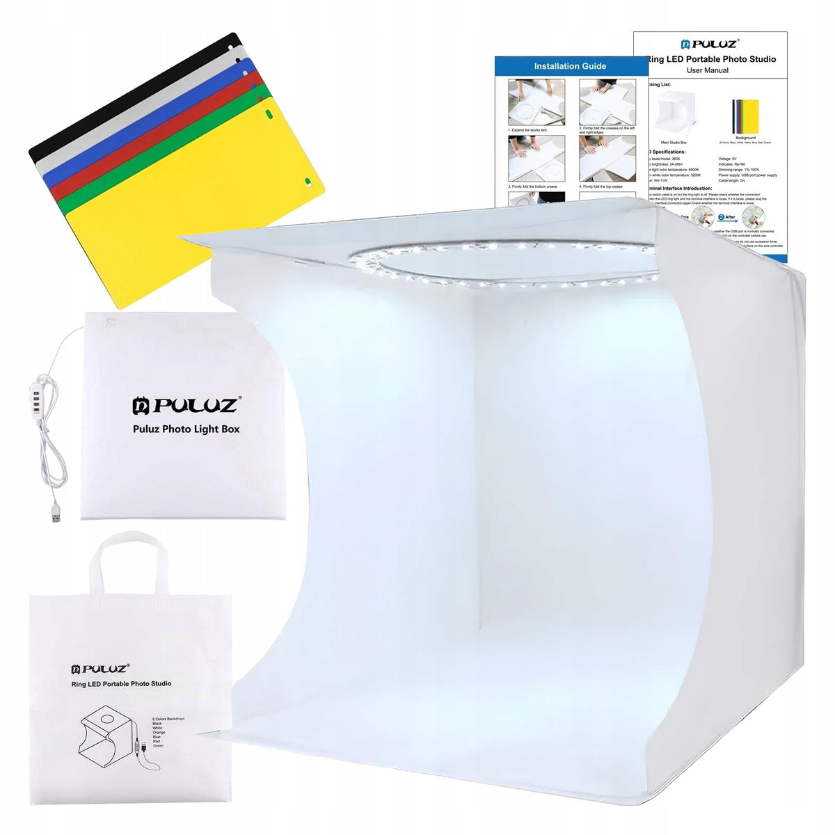 Shadowless photo tent with LED backlight 30cm Puluz