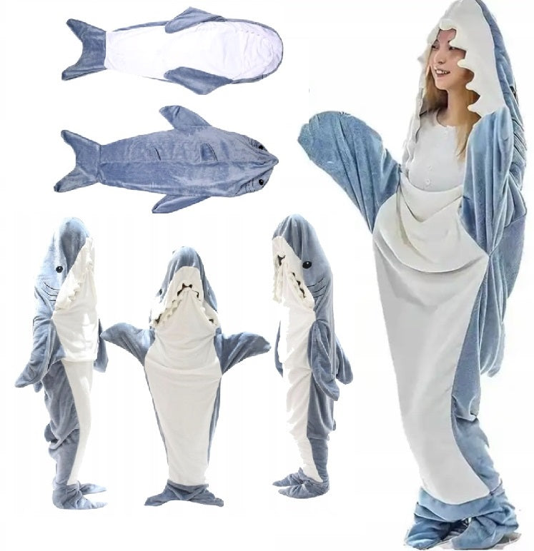 Shark Blanket Pajama Sweatshirt Hooded Sleeping Bag Warm Universal Size 210 cm Brand no brand