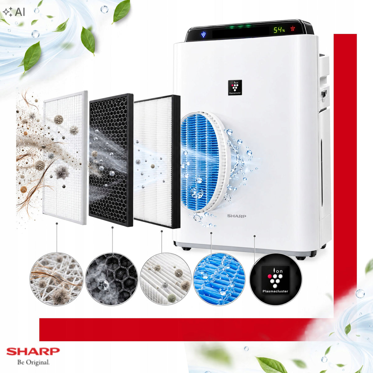 Sharp Air Purifier with Humidifier and Ionization UA-HD50E-L Hepa 306 m Packaging status original