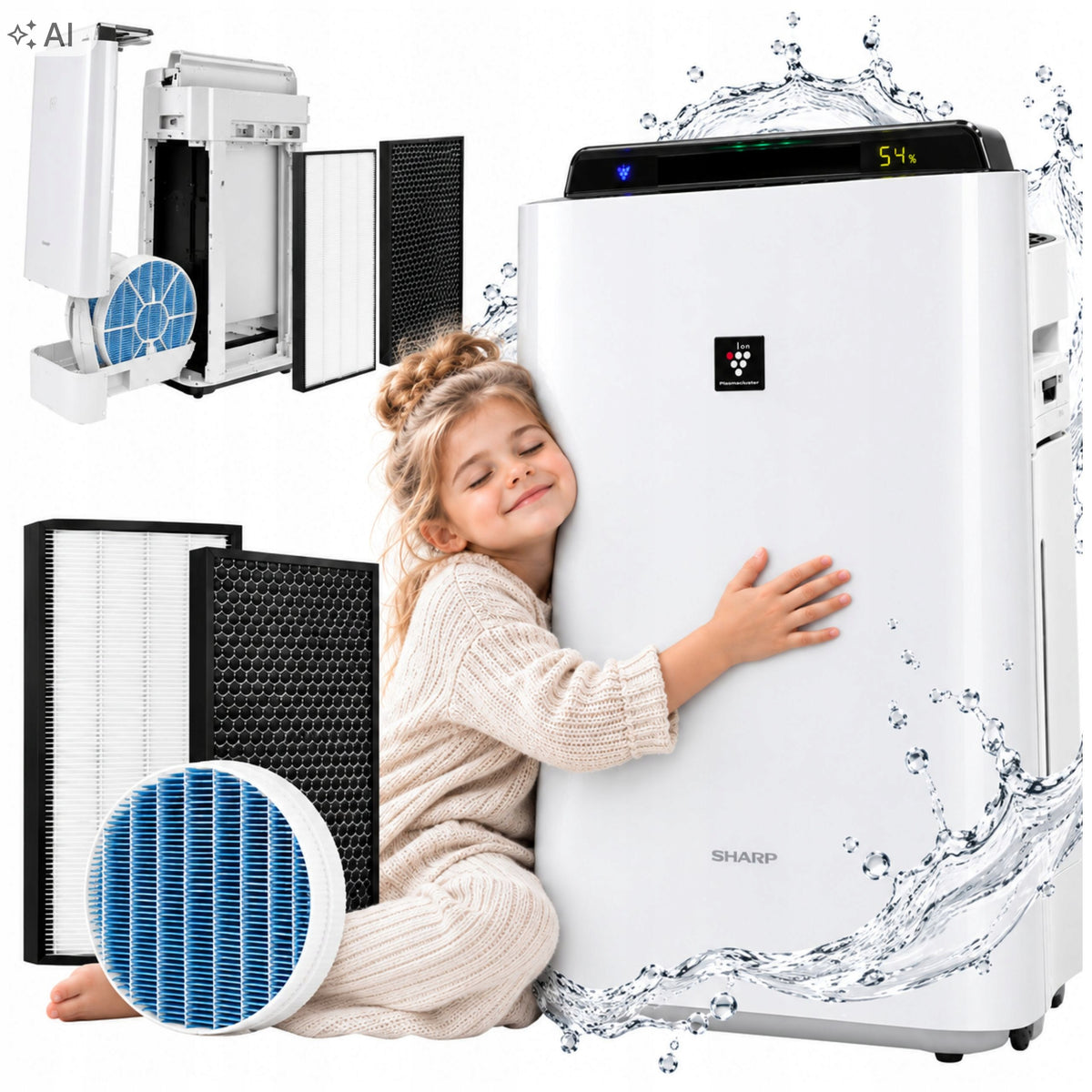 Sharp Air Purifier with Humidifier and Ionization UA-HD50E-L Hepa 306 m