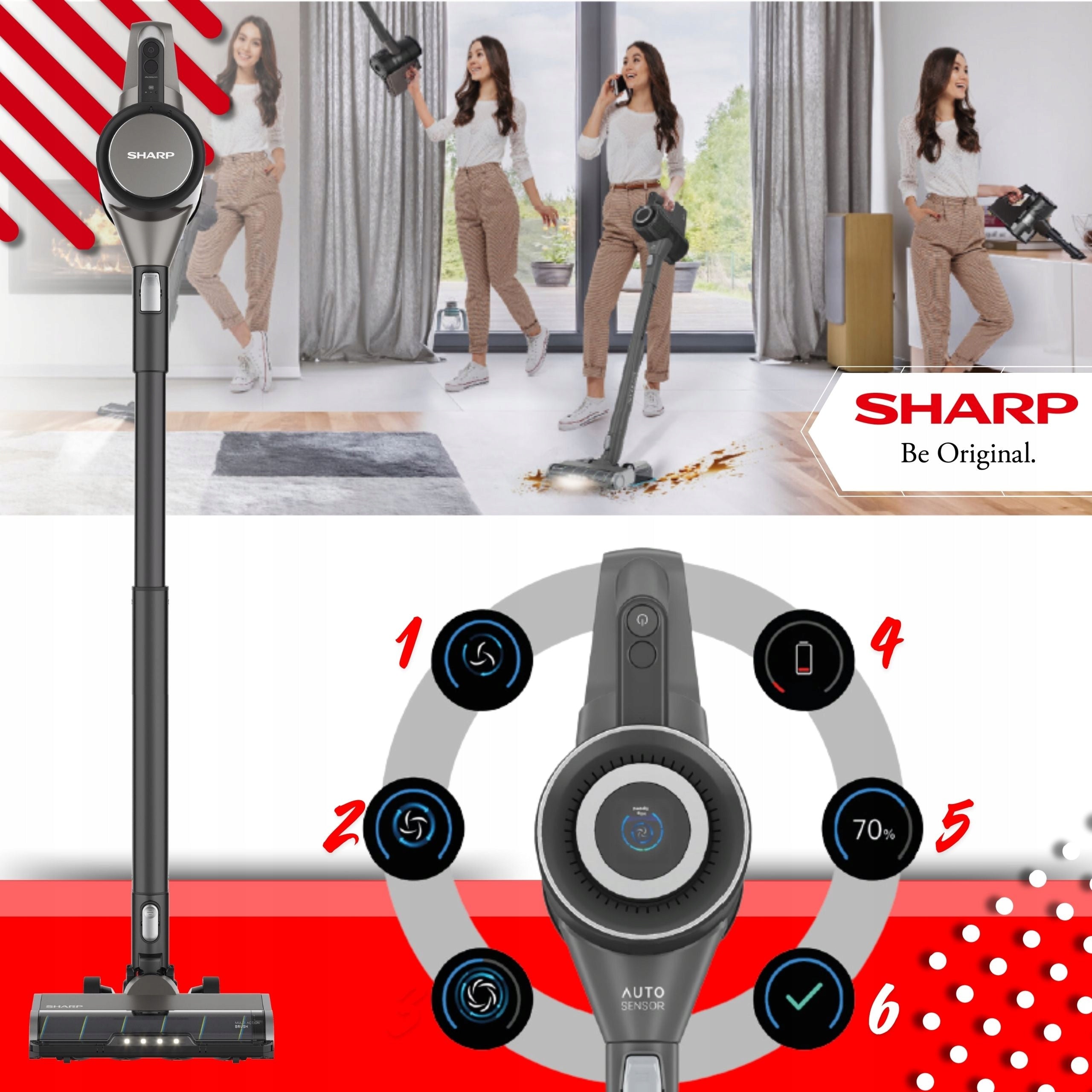 Sharp Vertical Vacuum Cleaner Cordless SA-VP4221BS HOME HAIR Dominant color black