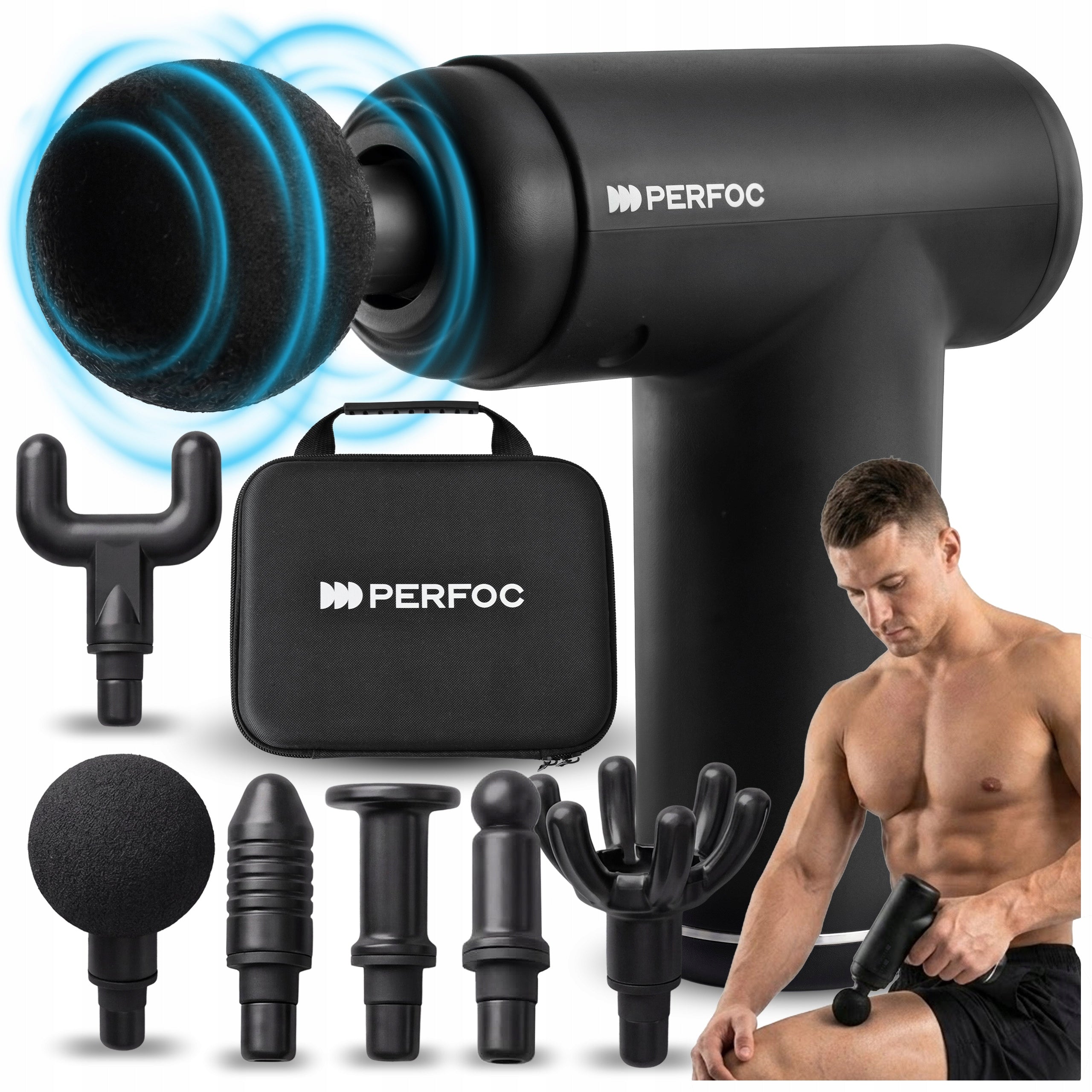Shav Massage Gun Perfoc Muscle Back Massager SUITCASE + 6 HEADS