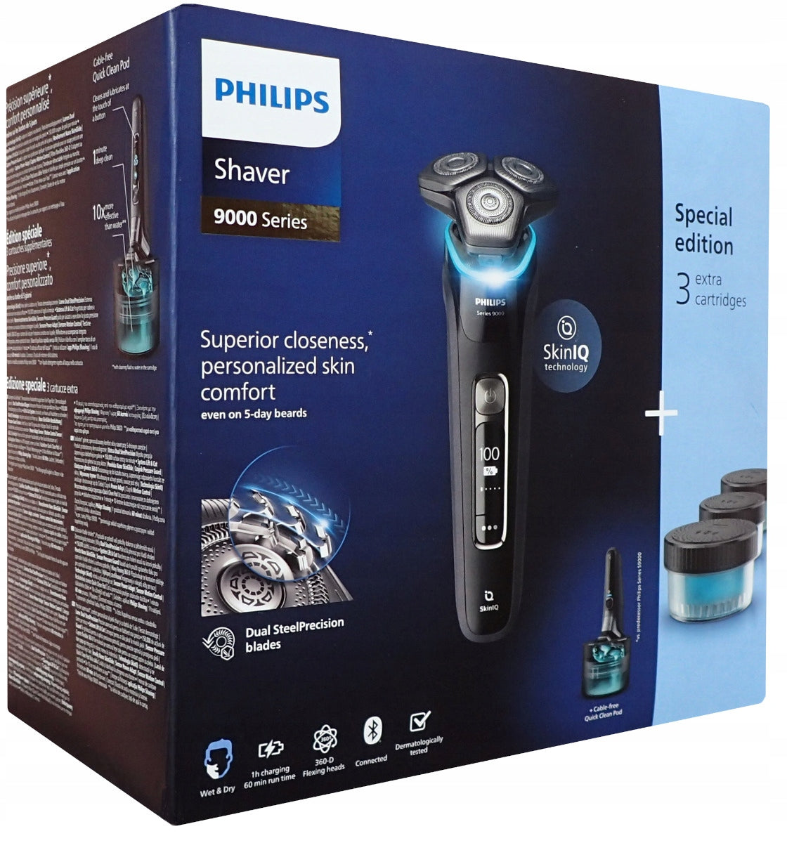 Shaver Electric Machine Men's Philips S9976/63 Trimmer + Base +4 Cartridges Brand Philips