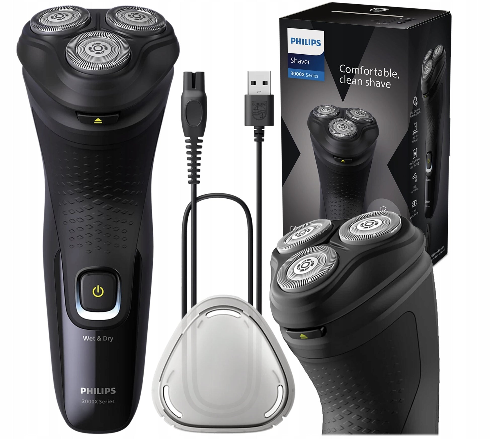 Shaver Trimmer Philips 3000 Electric Men's Shaver Wet and Dry