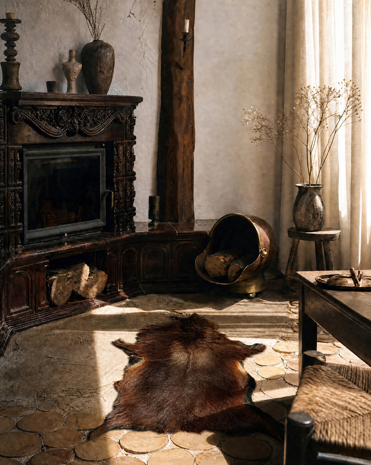 Sheepskin "CAMERIAN" Dark brown-70cm/M (Lamb) 100%Natural! Manufacturer code Skóra owcza "Owca Kameruńska" - 70cm