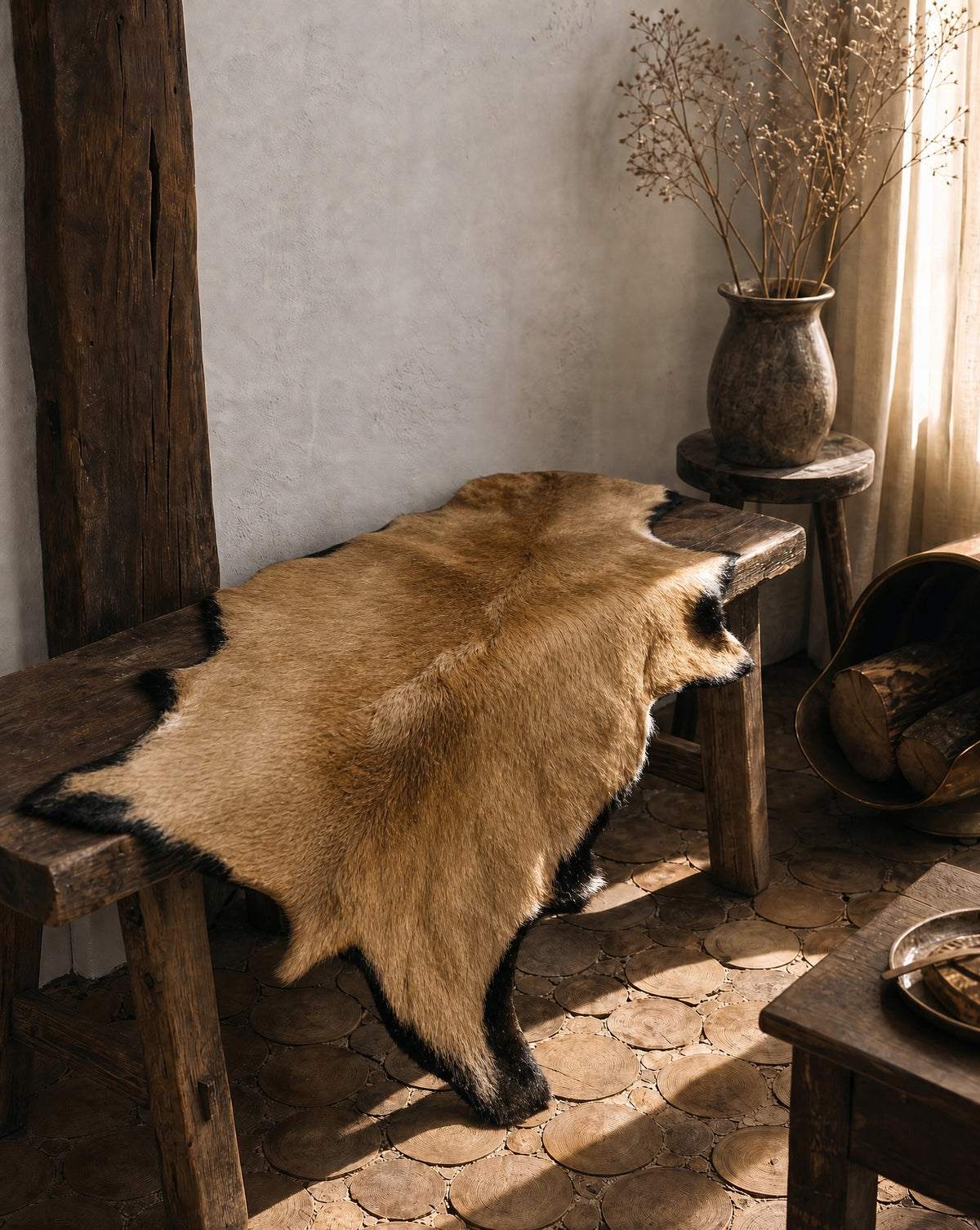 Sheepskin "CAMERIAN" Light brown-70cm/M (Lamb) 100%Natural! Manufacturer code Skóra owcza "Owca Kameruńska" - 70cm