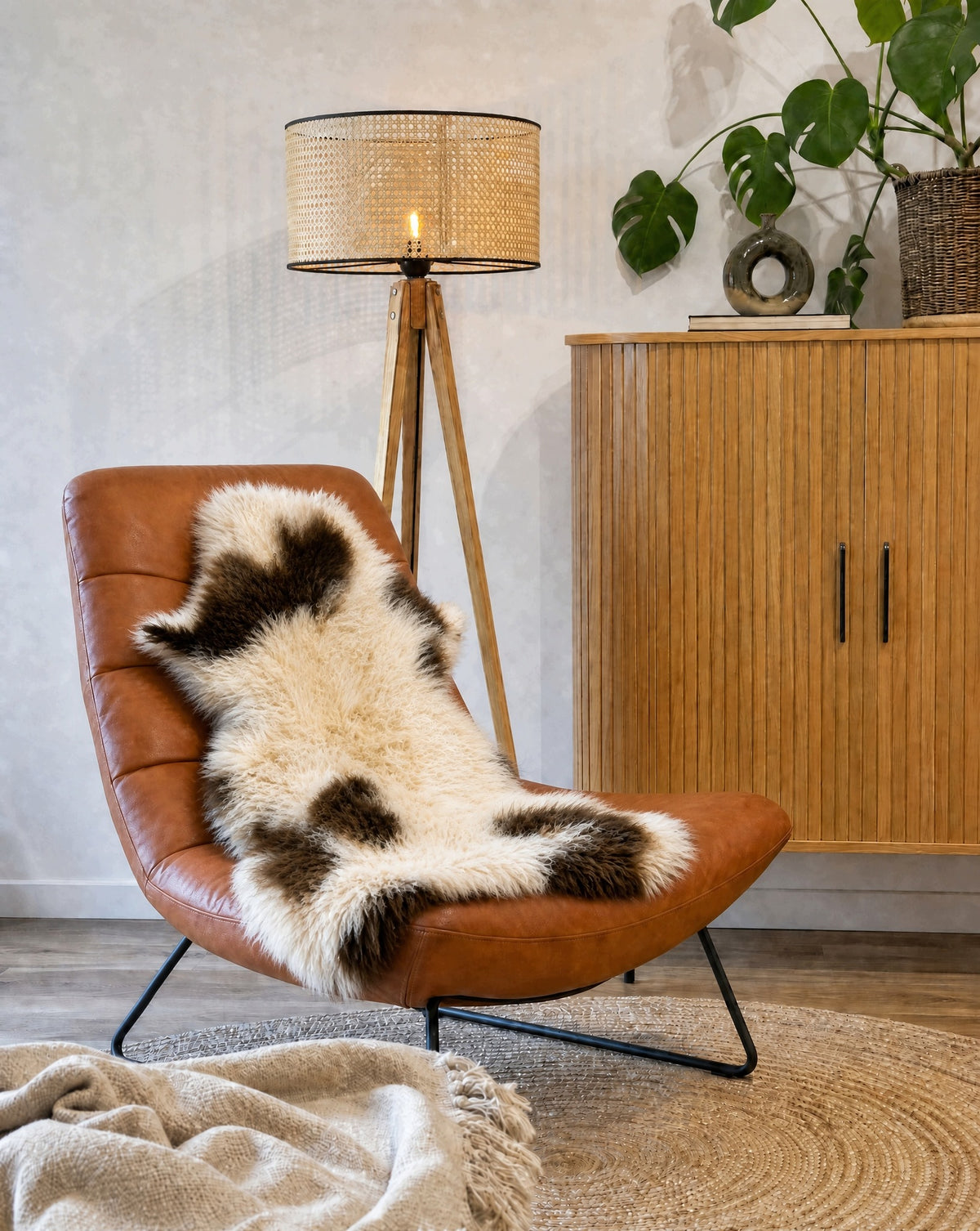 Sheepskin "CURLY" - WHITE-BEIGE - 90cm/S (Jagnie)100% Natural! Manufacturer code Skóra owcza "KRĘCONA" - BIAŁO-BEŻOWA