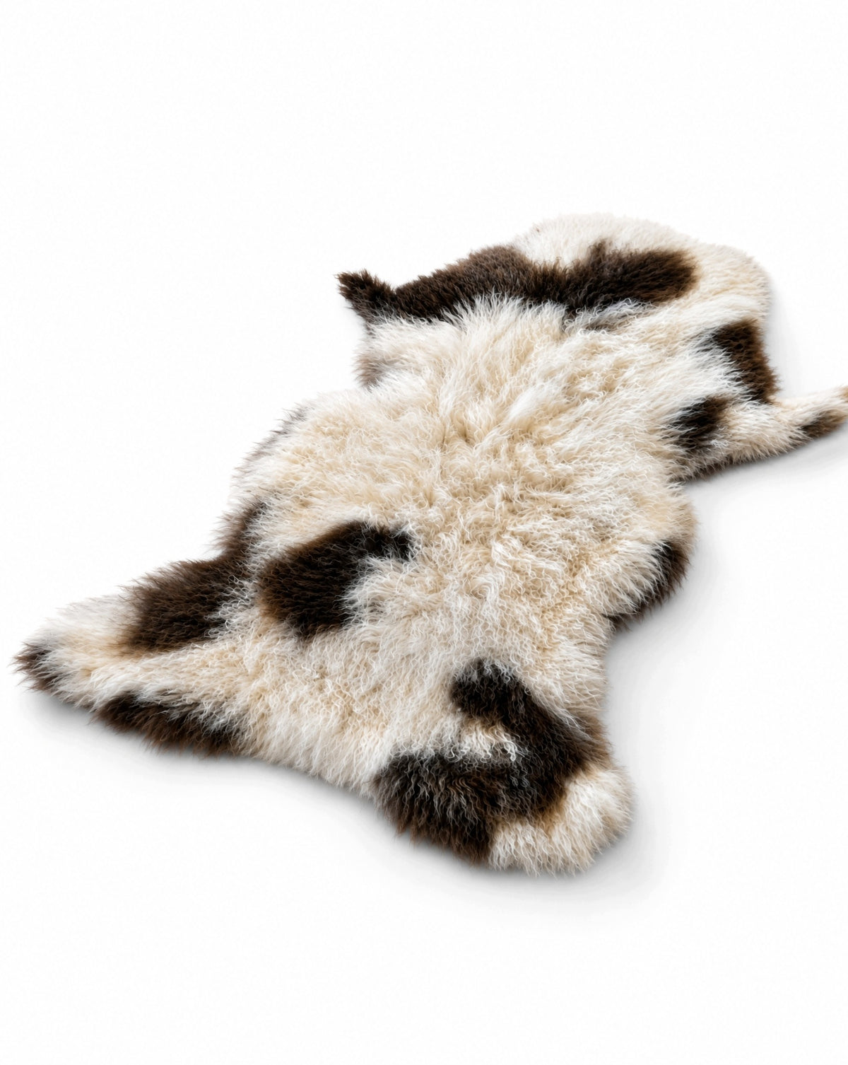 Sheepskin "CURLY" - WHITE-BEIGE - 90cm/S (Jagnie)100% Natural! Packaging status original