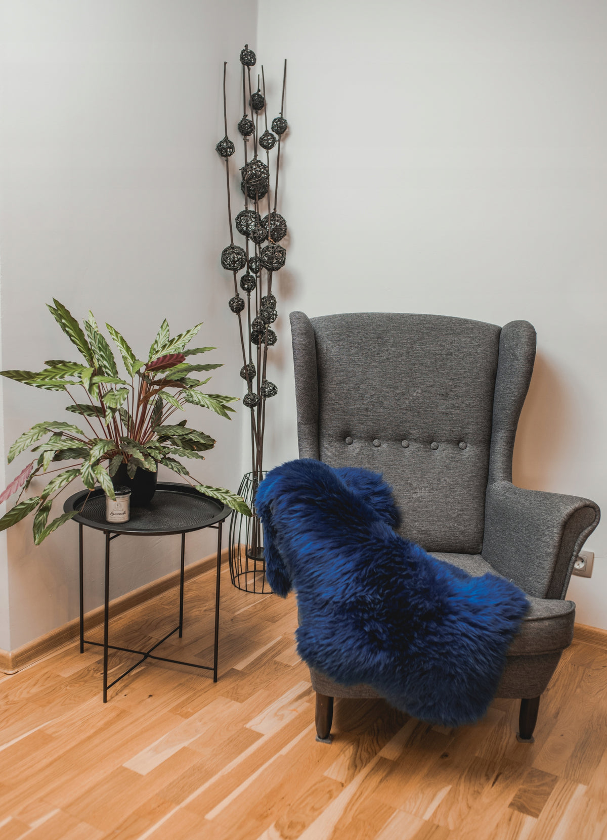 Sheepskin Floor Blue Natural Leather Navy Blue Color multicolor