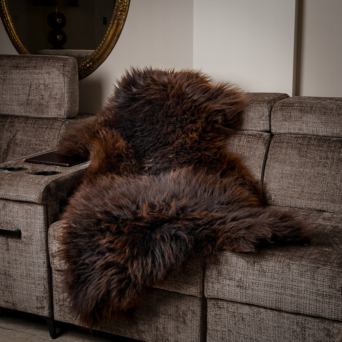 Sheepskin "NATURAL BROWN" - 130cm/XXL (Mother) 100%Natural! Manufacturer code Skóra owcza naturalny brąz - 130cm