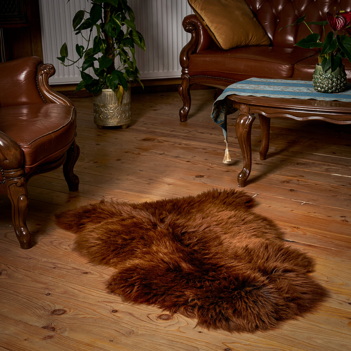 Sheepskin "NATURAL BROWN" - 60cm/XXXS (Little Lamb) 100%Natural! Packaging status original